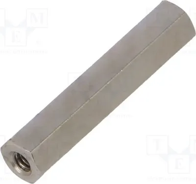 Productafbeelding van 10 afstandsmuffen met schroefdraad, zeshoekig, 20 mm buitendiameter, binnendraad M2, messing, type 111X20