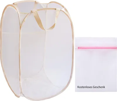 Produktbild von Klappbarer Wäschekorb 77l Beige Nylonmesh