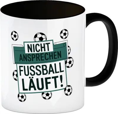 Produktbild von Nicht ansprechen Fußball läuft Kaffeebecher in schwarz