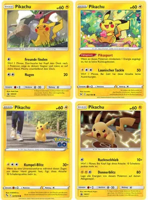 Produktbild von Pokemon Karten Deutsch - Individuelles Kartenset kompatibel mit Pokemon Karten - 4er Set Pikachu