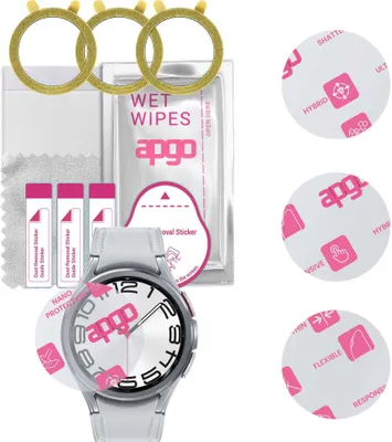 Produktbild von apgo 3 Stück Schutzglas, klar, kompatibel mit Samsung Galaxy Watch Classic 6 47mm Smartwatch, Hybrid 8H, Ersatz für Hartglas, Displayschutzglas, Bildschirmschutz, Displayschutz, kratzfest