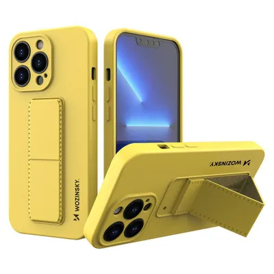 Produktbild von Wozinsky Kickstand Case iPhone 13 Pro Max Gelbe Silikonhülle mit Ständer