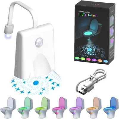 Immagine prodotto di Luce LED per WC a 7 colori - Ricaricabile, con sensore di movimento e illuminazione del sedile.