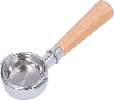 Productafbeelding van Famanu portafilter, 54 mm, bodemloos - met houten handvat en enkelvoudig filterscherm