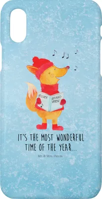 Produktbild von Mr. & Mrs. Panda Iphone 10 Handyhülle Fuchs Sänger - Eisblau - Geschenk, Weihnachten, Cover, X, Handy, Singen, Winter, Weihnachtslieder, Hülle