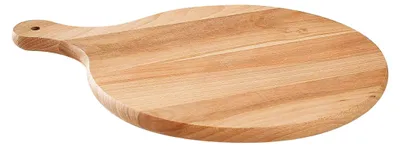 Image de Planche à découper en bois ronde avec poignée, 35 cm