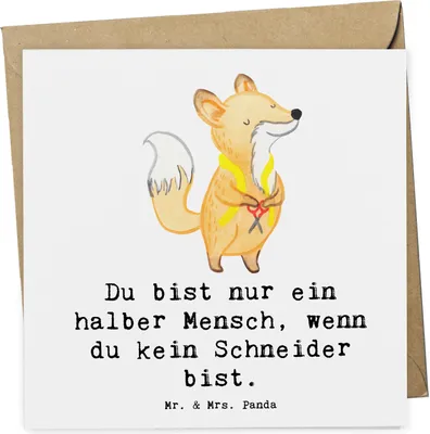 Produktbild von Mr. & Mrs. Panda Grußkarte Schneider Herz - Weiß - Geschenk, doppelkarte, anlasskarte, Glückwunschkarte, Klappkarte, faltkarte