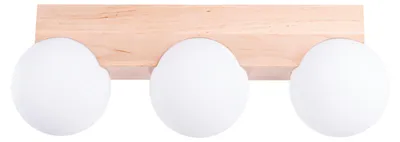 Image de Plafonnier BULBO 3 bois naturel 3xG9 8W bois/verre 16x12x46cm Sollux Lighting