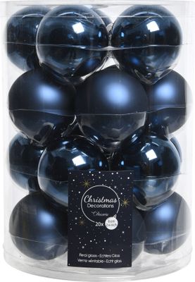 Weihnachtskugeln Glas 6cm x 20 Stück - Nachtblau