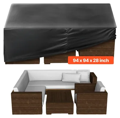 Immagine prodotto di VEVOR copertura protettiva per mobili da giardino in tessuto Oxford 420D impermeabile copritavolo quadrato con ventilazione per tutte le condizioni atmosferiche, telone (239 x 239 x 71 cm)