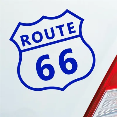 Produktbild von Auto Aufkleber Route 66 USA Bike Harley Motorrad 10x10 cm Dunkelblau Sticker Heckscheibenaufkleber