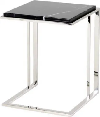 Produktbild von Casa Padrino Luxus Art Deco Designer Beistelltisch mit schwarzer Marmorplatte - Designer Beistelltisch Möbel
