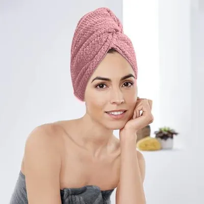 Produktbild von Mikrofaser-Haarhandtuch, Haarhandtuchwickel für Frauen Haartrockentuch mit | Saugfähiges und schnell trocknendes Haarhandtuch für lockiges Haar, langes und kurzes Haar, Anti-Frizz-Turbane