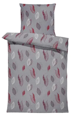 Produktbild von Winter Bettwäsche Thermo Fleece Flausch Kuschelig Warme Garnitur Bettbezüge Set, Größe:3 teilig 200x200 cm, Farbe:Blätter grau bordeaux