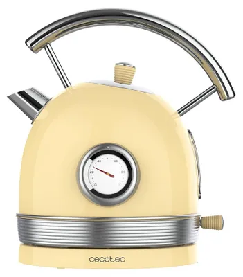 Wasserkocher 1,8 l, 2200 W, Temperaturanzeige, Edelstahl, Gelb