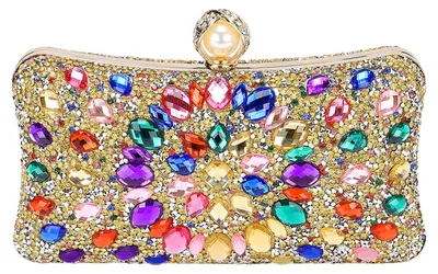 Immagine prodotto di Clutch Gold: pochette, borsa a mano, borsa con tracolla, borsa multifunzionale, decorata con strass scintillanti