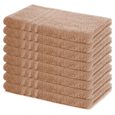 Zdjęcie produktu dla Zestaw 8 ręczników Lavea® 50 x 100 cm, Elena, 100% bawełna, ręcznik frotte, ręcznik sportowy, można prać w temperaturze 60°C, zestaw ręczników, kolor cappuccino