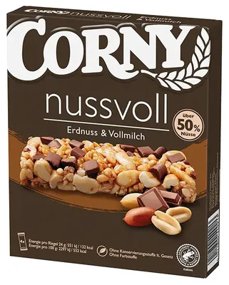 Zdjęcie produktu dla Corny 3410.635, Czekolada, Nakrętka, 24 g, Czekolada, Nakrętka, 133 kcal, 553 kJ, 8,6 g