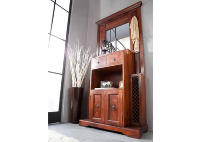 Produktbild von MASSIVMOEBEL24 Garderobe Akazie 96x36x199 nougat lackiert OXFORD #442