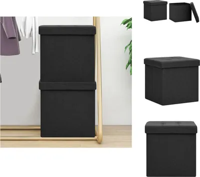 Produktbild von vidaXL Hocker mit Stauraum 2 Stk. Schwarz Leinenoptik -  Klappstühle & Hocker
