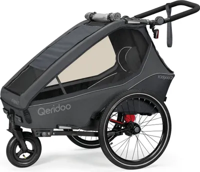 Produktbild von Qeridoo Kidgoo 2 - dětský přívěs na kolo pro 2 děti, barva: ocelově šedá