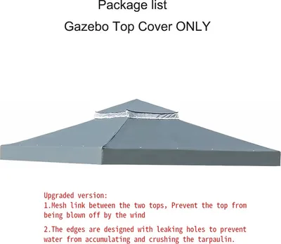 Immagine prodotto di Copertura superiore del gazebo, copertura protettiva impermeabile, facile da installare, nuovo doppio grigio, 3m * 3m