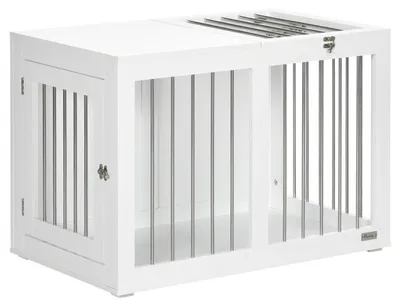 Immagine prodotto di Trasportino per cani con 2 porte – Gabbia per cani in acciaio | Colore: Bianco + Argento | Dimensioni: 80x50x56,5 cm