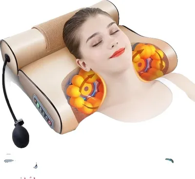 Image de Coussin de massage pour la nuque, massage shiatsu, thermothérapie, prise EU, or avec airbag