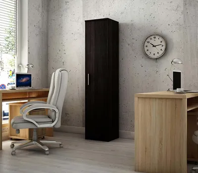 Produktbild von MATKAM Hochregal BODO R40Z mit Türen B40 x H182 x T35 cm, 4 Bretter und 5 Fächer, Tür mit Links- oder Rechtsanschlag, ideal für Büro (Wenge)