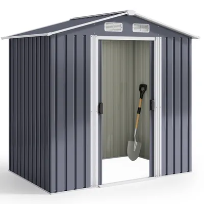 Immagine prodotto di Capanno da giardino in metallo Bealife CC27 184x119x186 cm - Capanno per attrezzi in acciaio inox e con serratura in grigio