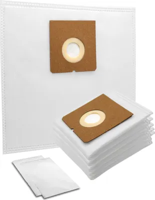 A collection of white vacuum cleaner bags with brown cardboard inserts.