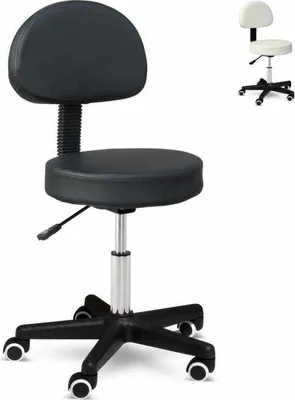 Image de Tabouret à roulettes Tabouret de travail Chaise de bureau Lux - noir