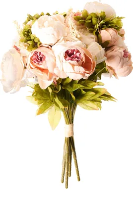 Produktbild von BELIANI Kunstblumenstrauß Pastellrosa 45 cm Hochwertig wie Echt Künstliche Blumen Pfingstrosen Kunstblumen Arrangement für Vasen Bodenvasen Hochzeit