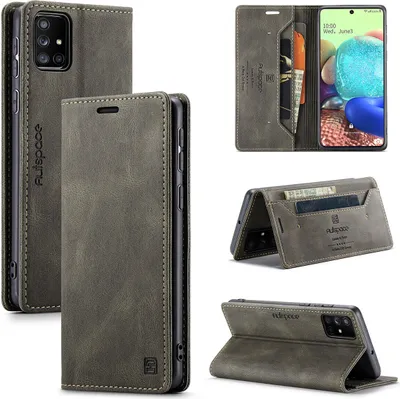 Produktbild von Galaxy A71 Brieftasche Hülle, Retro Kunstledertasche Stand Schutzhülle für Samsung Galaxy A71 Kupfer