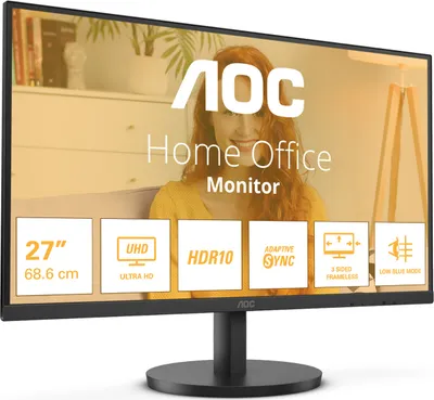 Produktbild von AOC B3 U27B3M, 68,6 cm (27"), 3840 x 2160 Pixel, 4K Ultra HD, LCD, 4 ms, Schwarz