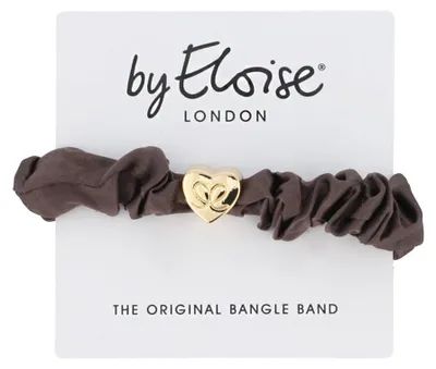 Obrázek produktu pro By Eloise London Gold Heart Silk Scrunchie Mocha