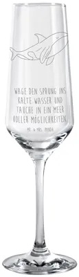 Produktbild von Mr. & Mrs. Panda Glas Orca - Transparent - Geschenk, Arbeit, Urlaub, Büro, Meer, Selbstliebe, Wal, Champagnerglas, Kelchglas, Trinkglas, Sektglas, Geschenkglas