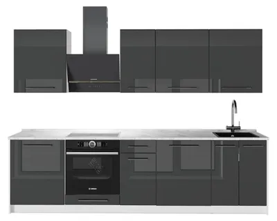 Obrázek produktu pro Kuchyňský kout Vicco Fame-Line Antracitový vysoký lesk/Bílá 280 cm, PD Mramor, Model 64222