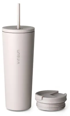Thermobecher Edelstahl 720ml Kaffee Becher Trinkbecher Strohhalm isoliert Vinsun