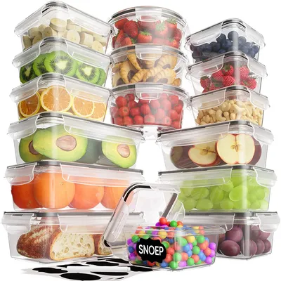Zdjęcie produktu dla Strex Pojemniki do przechowywania żywności - Pojemniki Meal Prep - Plastikowe Pojemniki do Zamrażarki - Z Pokrywką - Zestaw 18-częściowy - Pojemniki do Mikrofalówki bez BPA