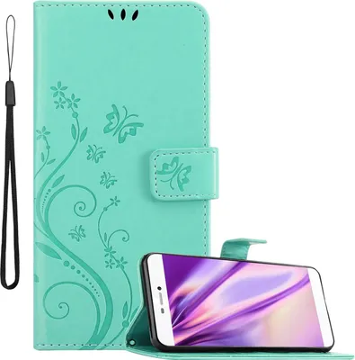 Obrázek produktu pro Cadorabo Pouzdro pro Huawei P8 Protective Cover in Turquoise Ochranný kryt Mobilní pouzdro Pouzdro Flowers Flower