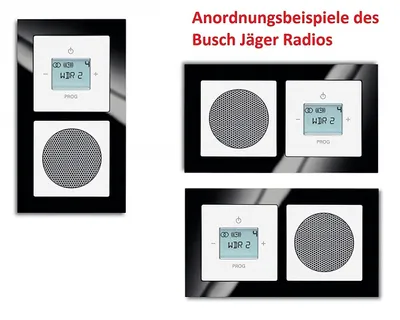 Produktbild von Busch Jäger Unterputz Digitalradio 8215 U (8215U) axcent schwarz Rahmen + Abdeckungen Future Studioweiß/Radioeinheit + Lautsprecher + 2fach Rahmen 1722-281 + Abdeckungen
