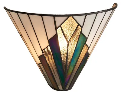 Obrázek produktu pro Geometrická nástěnná lampa ASTORIA, vícebarevná, černá, 1xE14x15W, sklo, rozměry: 26x30x14 cm, IP20, Tiffany