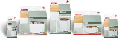 Produktbild von tesa Baboo Badorganizer S Bambusdeckel Wandmontage ohne Bohren Aufbewahrung weiß