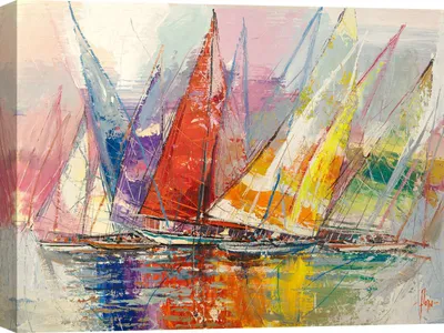 Produktbild von Leinwandbild mit Segelbooten - Luigi Florio, Reflektierende Segel - 80x60 cm