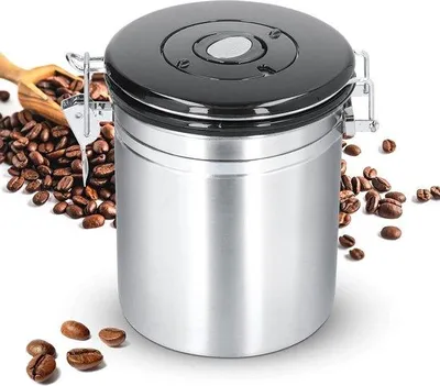 Produktbild von Edelstahl-Kaffee-Isolierbehälter für luftdichte Aufbewahrung - 304 Edelstahl - Kaffee-Beutel-Verkäufer mit Kühlung - 1,5 Liter - Kaffee-Container für die Küche