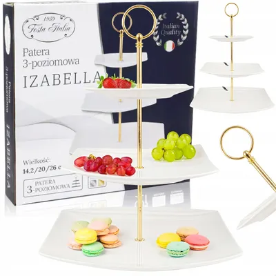Produktbild von Festa Italia Izabella 3-stöckige Porzellan Etagere Weiß