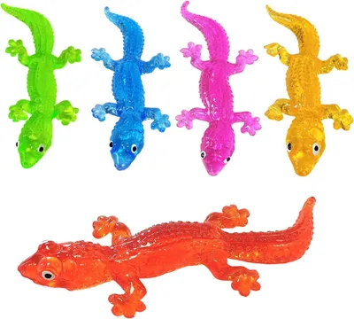 Productafbeelding van Transparent series lizard mochi squishy - Set van 5 - Sensorisch knijpspeelgoed - Kinderverjaardagscadeau - Feestgunsten