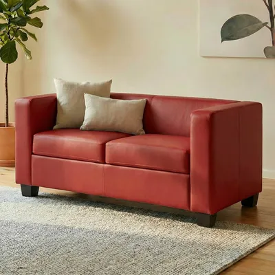 Produktbild von 2er Sofa Couch Loungesofa Lille  Leder, rot
