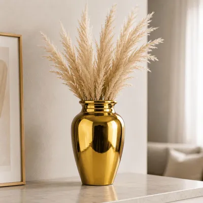 Produktbild von Keramik Vase Gold 33 cm Dekovase Blumenvase Modern Wohnzimmer Tischvase